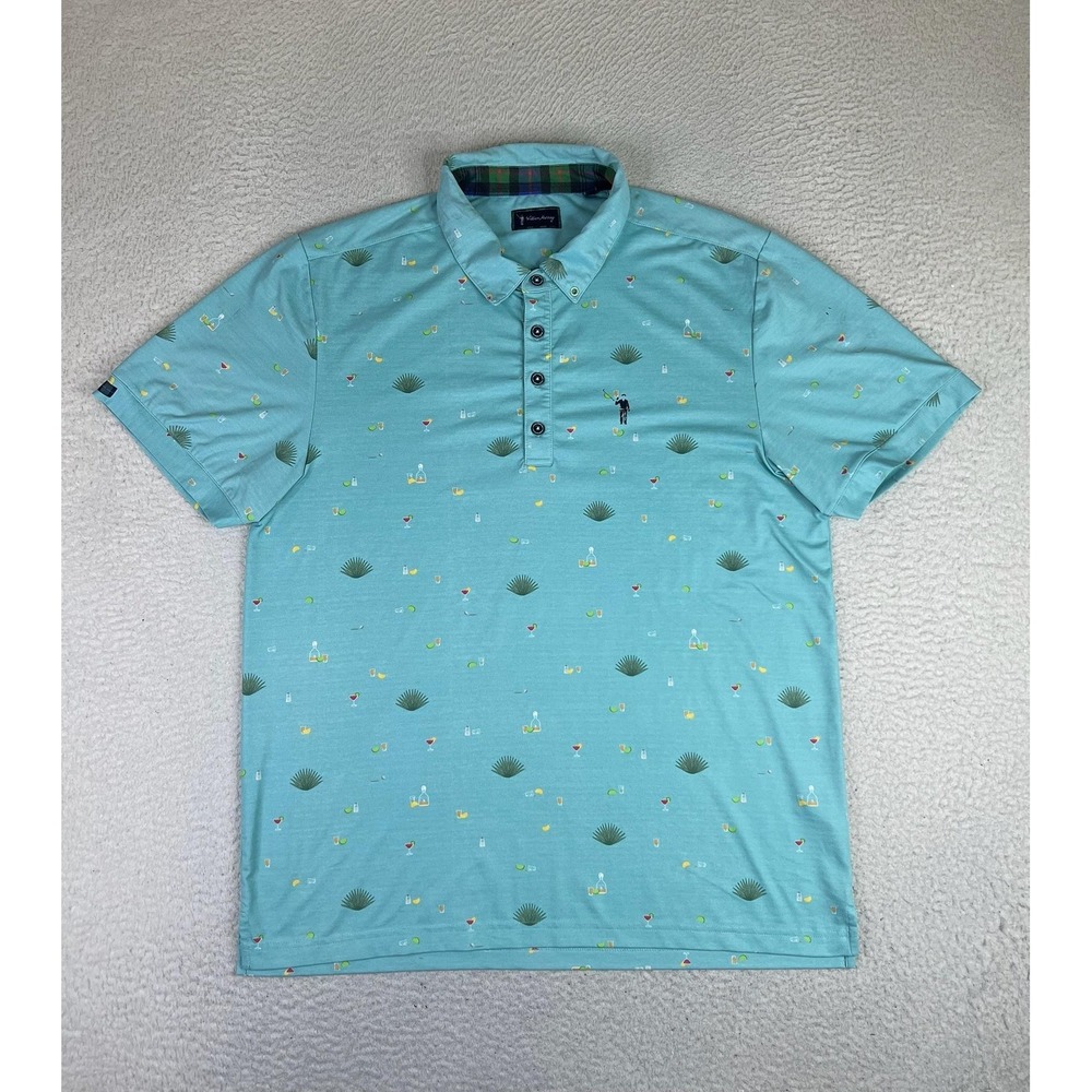 William Murray Polo Shirt Mens Large Blue Cocktail Golf Performance Stretch